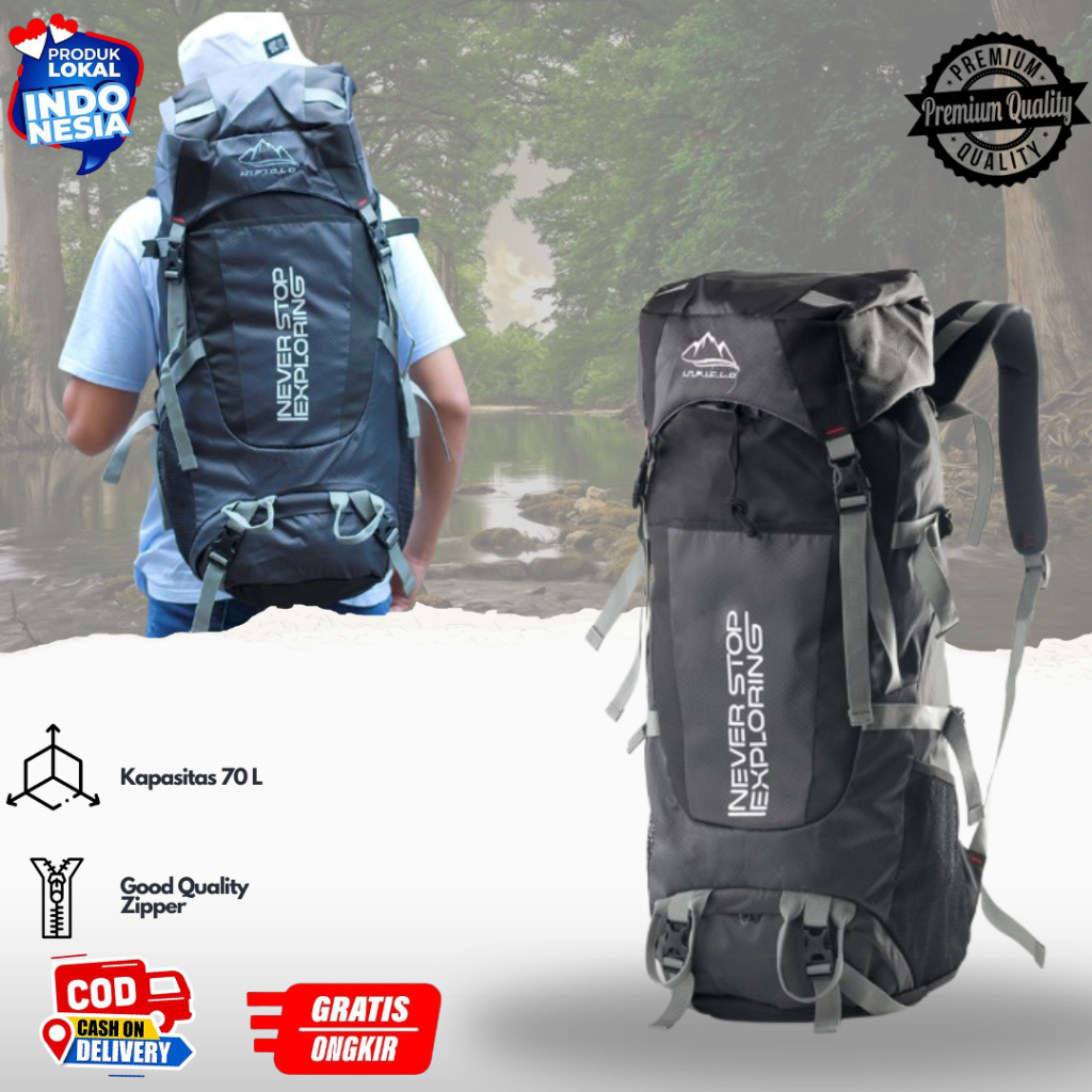 Tas Ransel Karil Jumbo 70L Tas Gunung Camping Pria Wanita