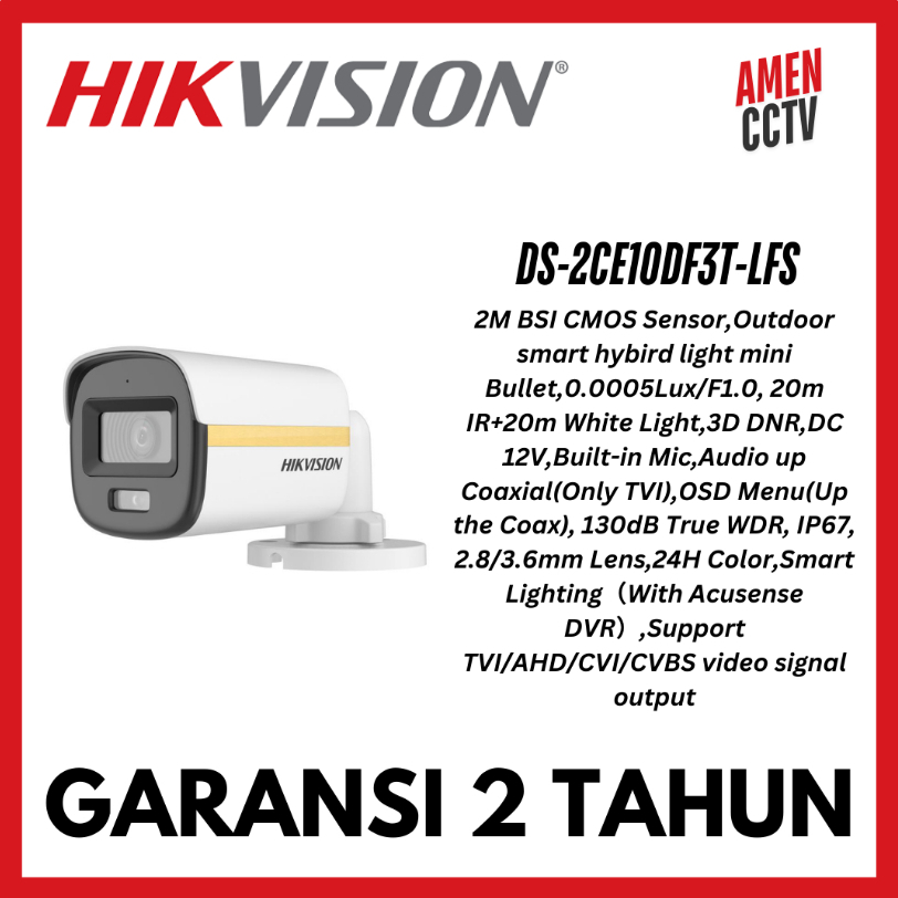 Turbo HD 2 MP Hikvision DF3T-LS ColorVU Hybrid AOC DS-2CE10DF3T-LFS