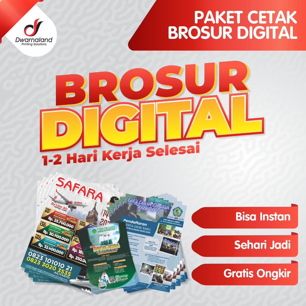

PAKET CETAK BROSUR DIGITAL PRINT BOSUR FLAYER MURAH 1 SISI DAN 2 SISI / CETAK BROSUR MURAH UKURAN A4