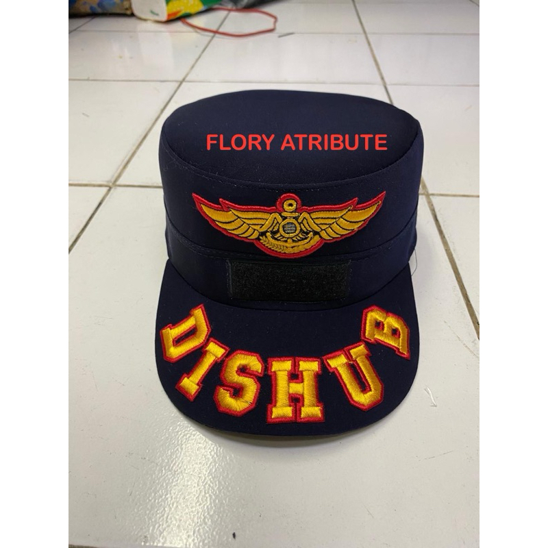 TOPI KOMANDO DISHUB LOGO TULISAN LIS MERAH