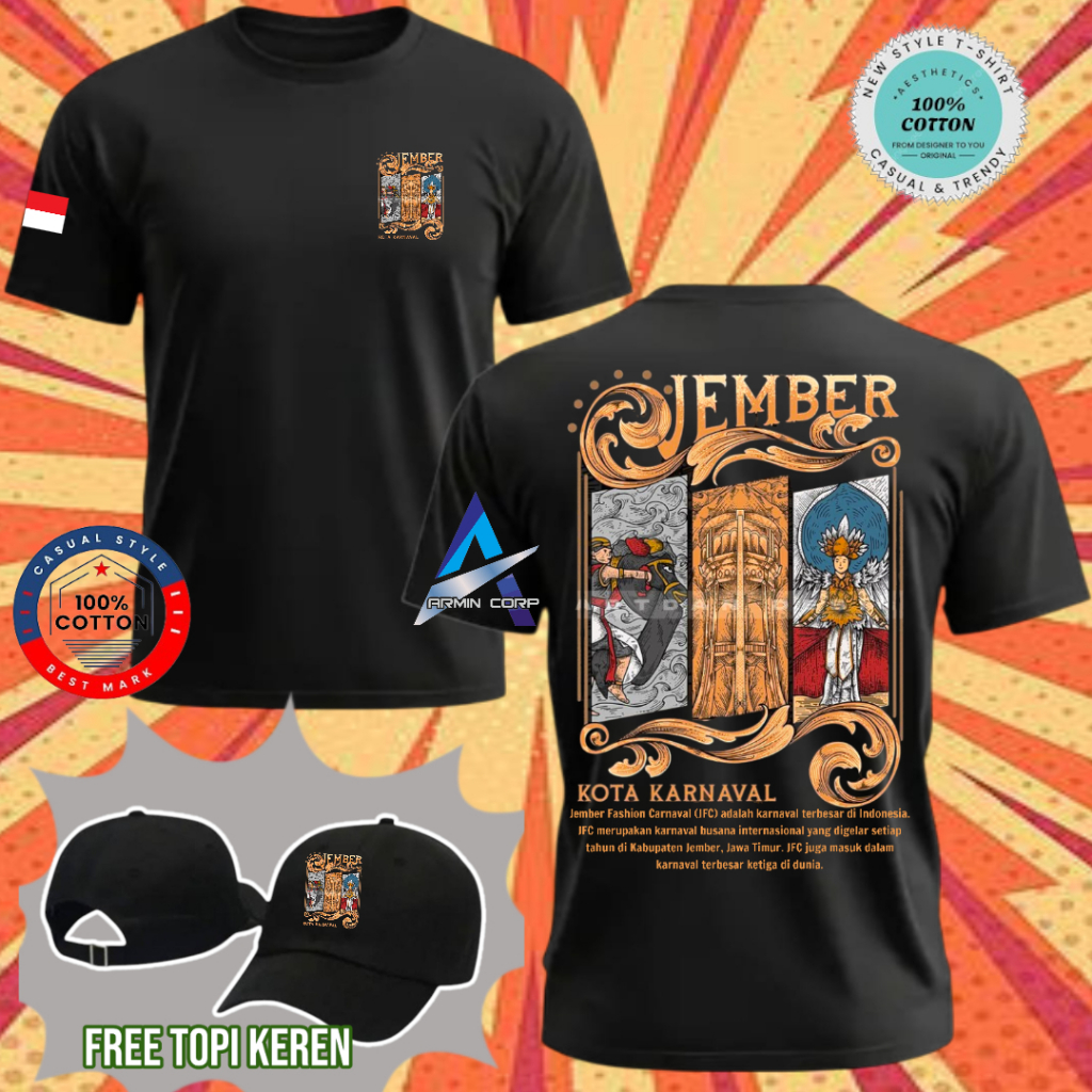 TSHIRT DISTRO CULTURE DAERAH JEMBER KOTA KARNAVAL JFC JEMBER FASHION CARNAVAL KEREN BAHAN KATUN COMB