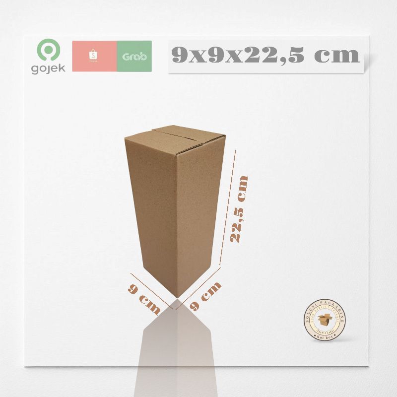 

kardus ukuran 9x9x22,5 m box singel wall polos ST