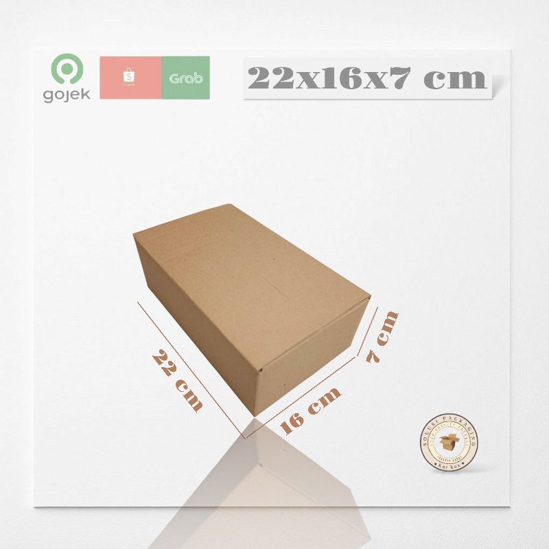 

kardus ukuran 22x16x7 cm box singel wall polos ST