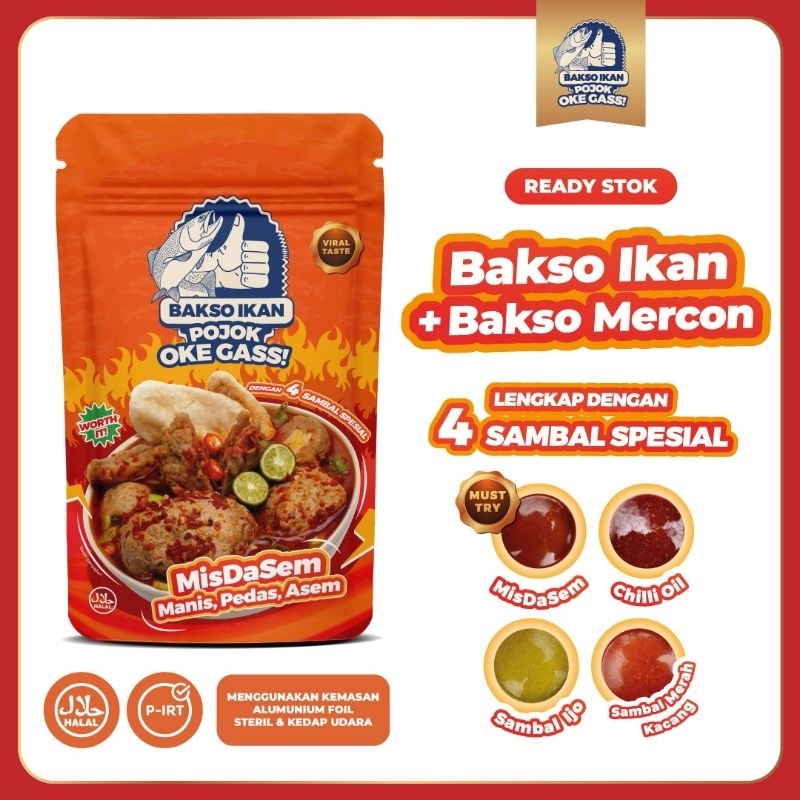 

Bakso Ikan Jumbo + Bakso Mercon + Cuanki (Lengkap dengan 4 Sambal Spesial)