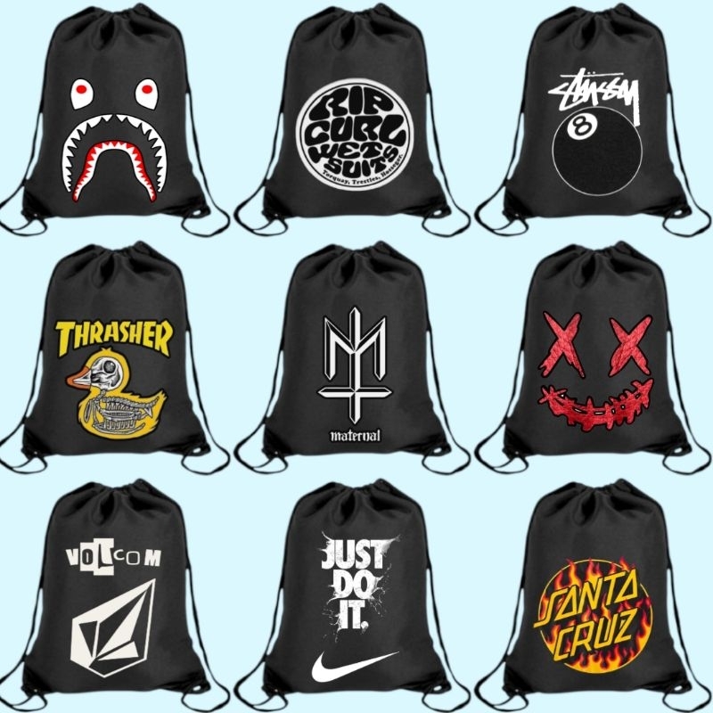 Tas Serut Distro Kain Kanvas Tebal Tas Futsal Gymsack Olahraga Drawstring Bag Tas Sepatu Bola