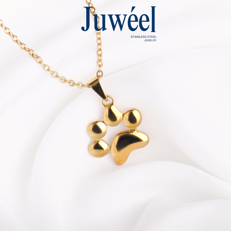 Juweél Golden Paw Charm Stainless Steel Necklace