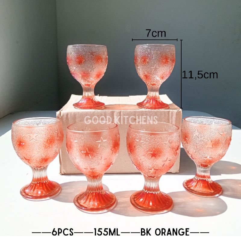 G232 [6 Pcs] GELAS SLOKI BINTANG KACA Gelas Kaki Gelas Souvenir Gelas Kopi Gelas Minum Gelas
