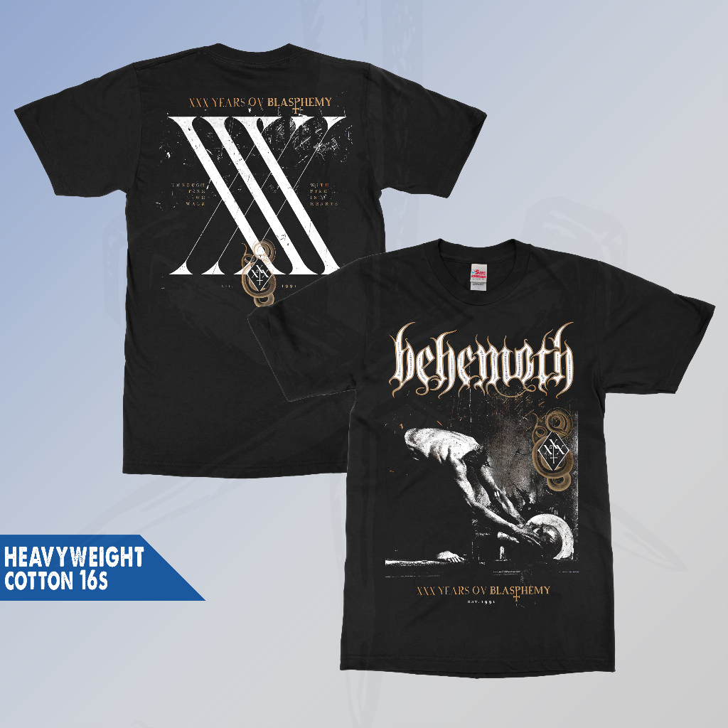 Kaos BEHEMOTH XXX BLASPHEMY Heavy cotton 16s 100% Build Up Tanpa Jahitan Samping