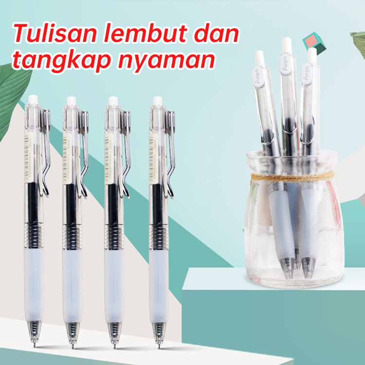 

Pulpen Sederhana 12pcs Muji Style Transparan 0.5mm Black Ink Signature Gel Pen - Best Stationary