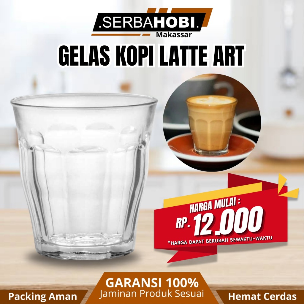 Gelas Kaca Bening Kopi Espresso Latte Versi Besar