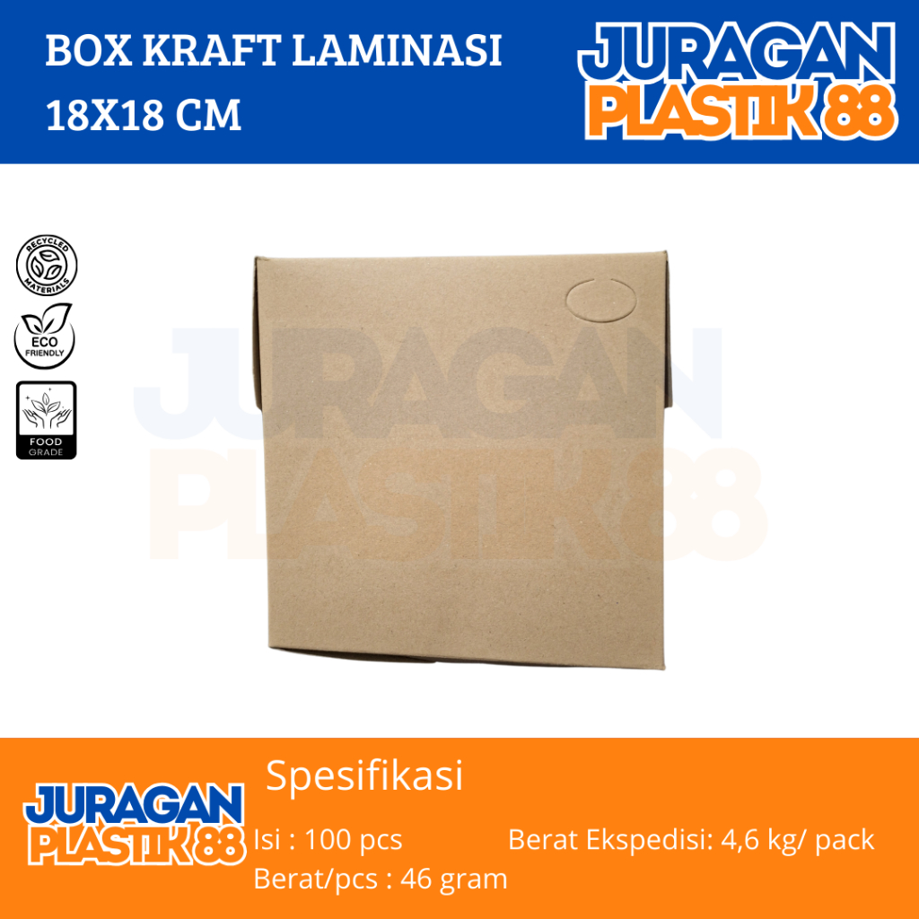

Box Kraft Laminasi 18x18 | Kotak Nasi | Dus Kemasan Makanan 18 x 18 Coklat