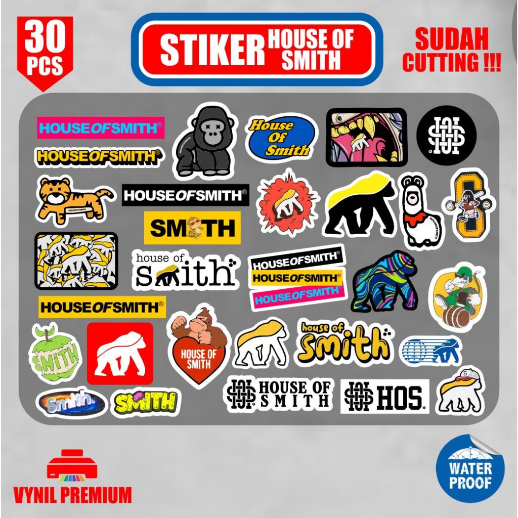 

30pcs stiker pack HOUSE OF SMITH sudah cutting tinggal tempel