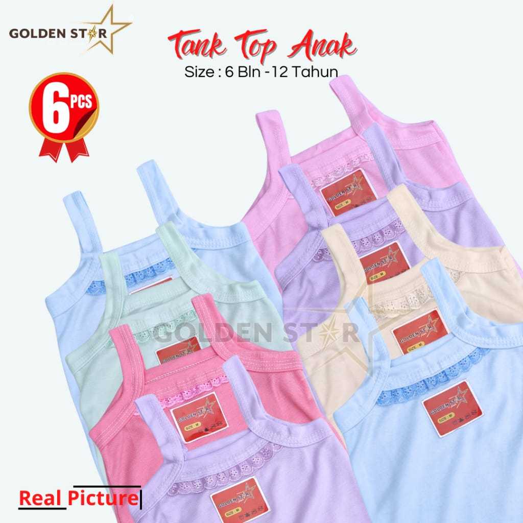 6 pcs Singlet Anak Kaos Dalam Bayi Dan Anak Perempuan Tangtop Anak Perempuan Sampai Remaja | Singlet