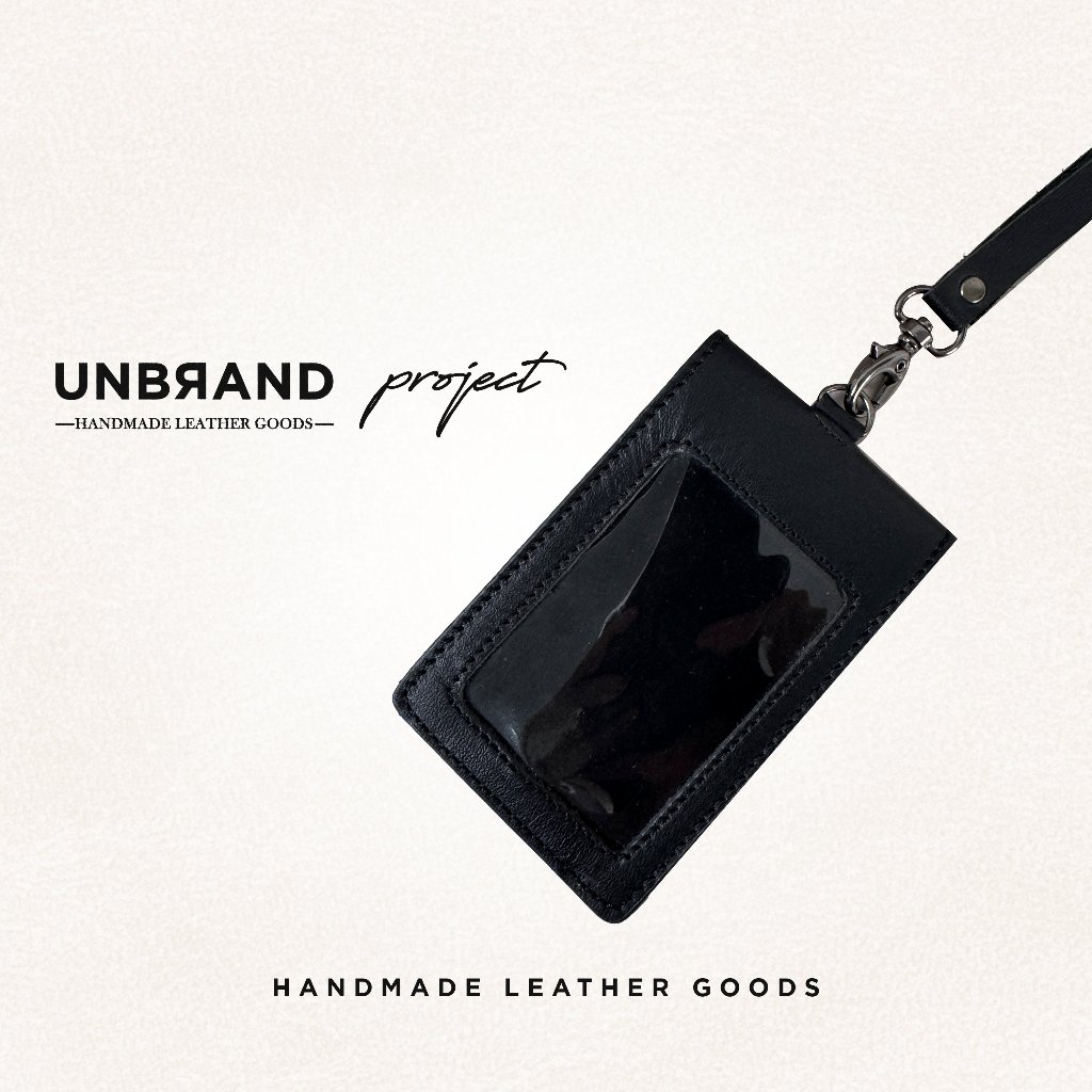 

Kalung Gantungan Holder Leather Id card Name Tag Landyard Papan Nama Magnet Kulit Sapi Asli Unbrand