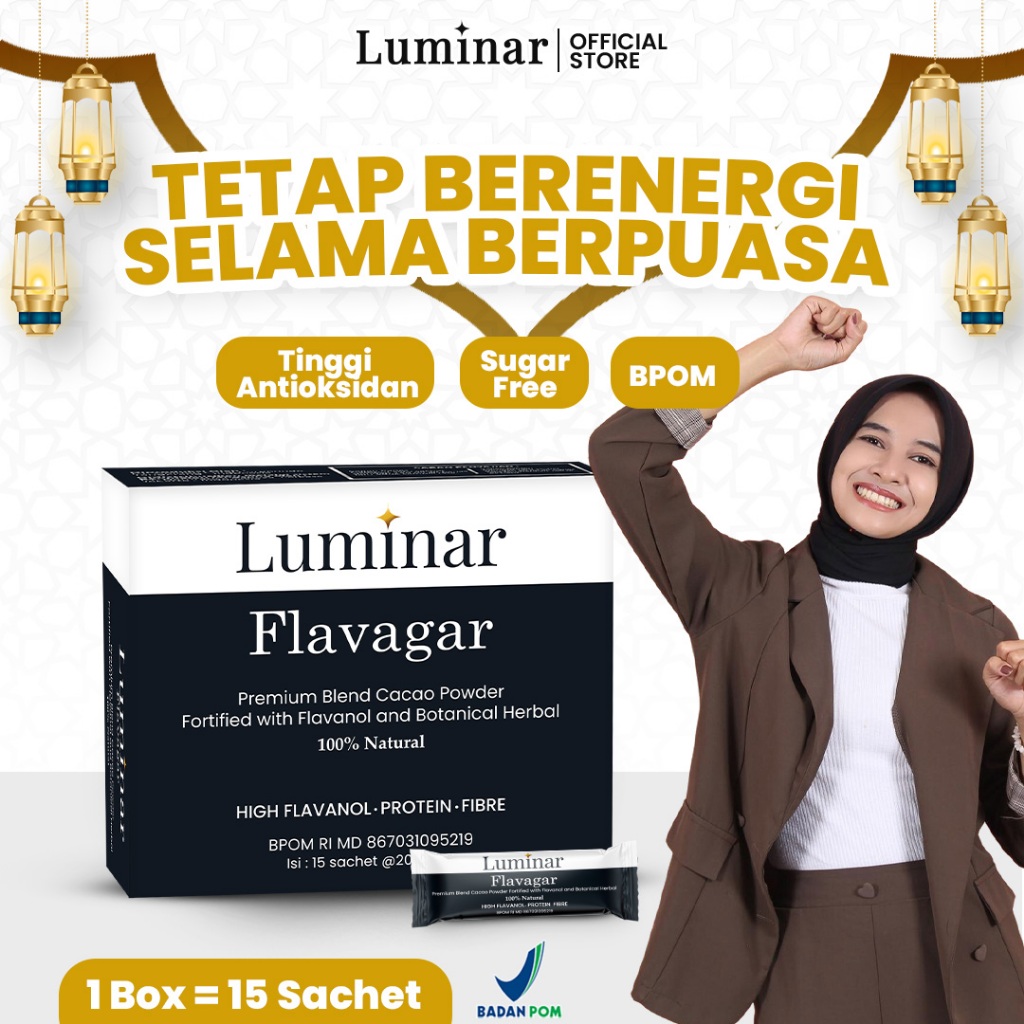 Luminar Flavagar - Minuman Coklat Tinggi Flavanol Antioksidan Sugar Free (1 Box - 15 Sachet)