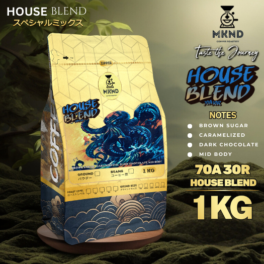 

MKND COFFEE ROASTERY - House Blend 1Kg Arabika 70% Robusta 30% | Cappuccino | Medium Dark | White coffee | Medium Dark Roast