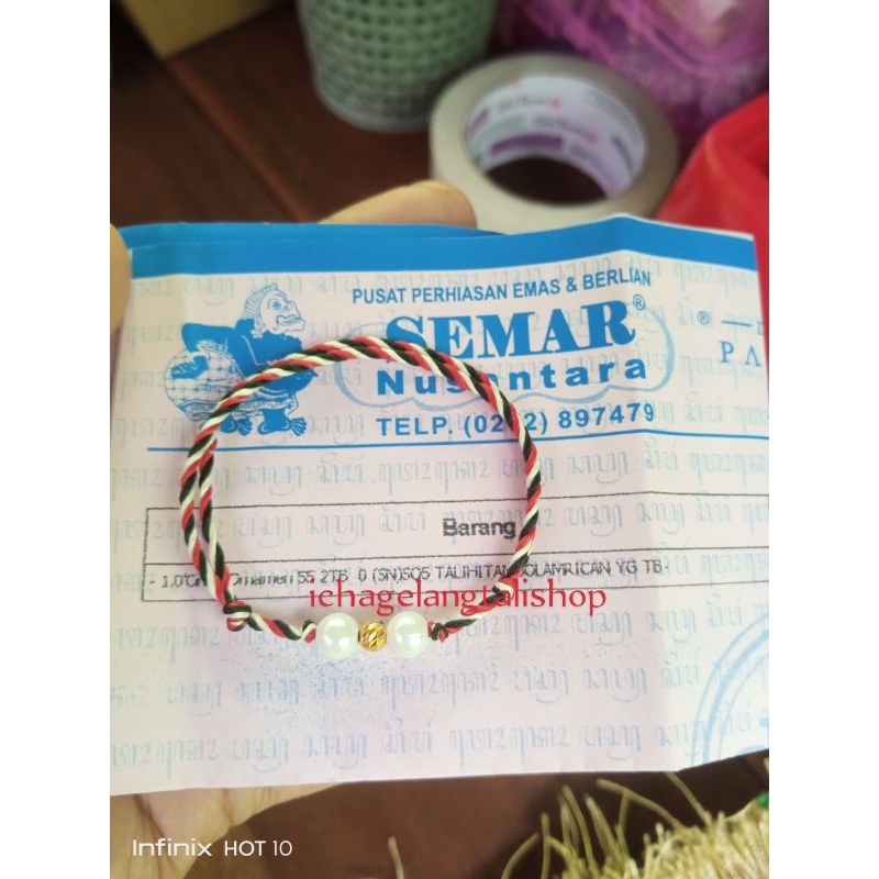 gelang Tridatu mutiara Mrican 0 ,1 gram semar nusantara