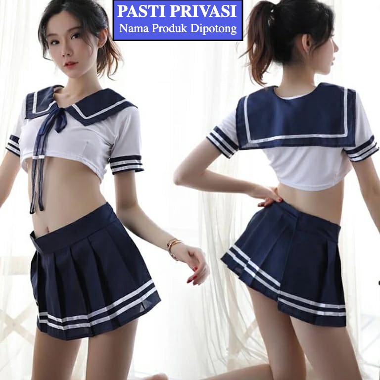 KODE R67L Lingerie Sexy Rok  Gstring Cosplay Model Seragam Siswi Jepang