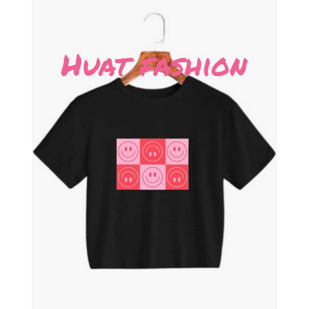 Baju Kaos Crop Top Oversize Wanita Masa Terkini Gambar Smile