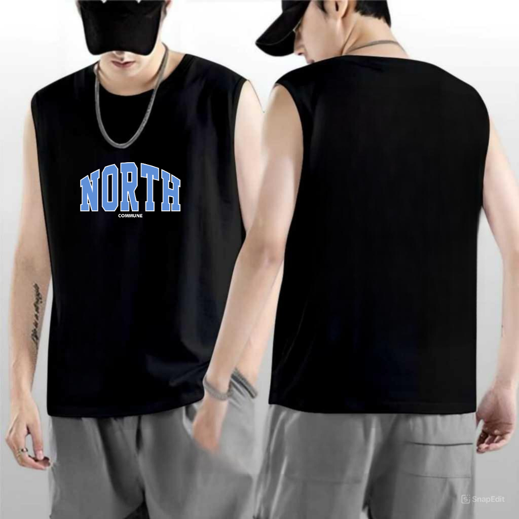 Bisa Cod  Singlet Pria Dewasa Logo NORTH Baju Singlet Pria Trendy Kaos Singlet Pria Gym Baju Tanpa L