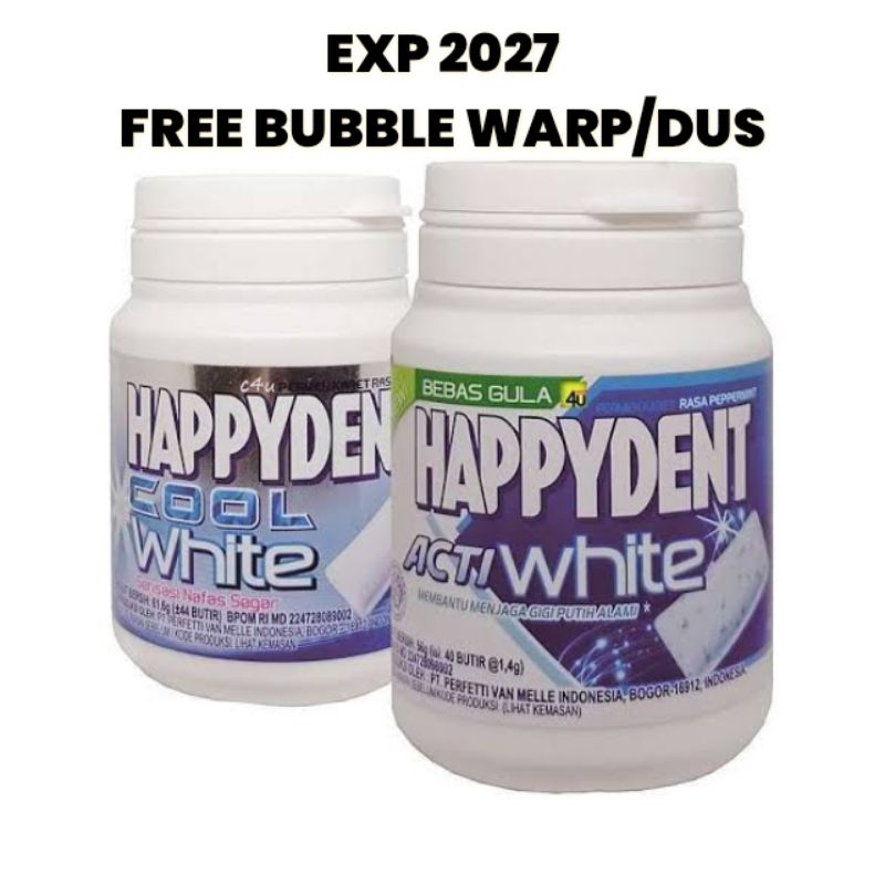 

EXP 2027 Happydent white ACTI sugar free Bottle 56 gr / Happydent Cool white Bottle 61,6gr Lotte Xylitol Gum Mini Bottle Lime Mint 27.55 gr