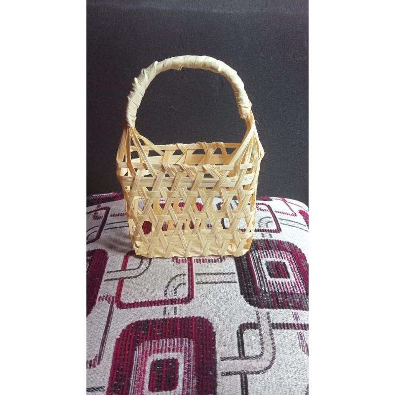 isi 10 pcs//tas keranjang bambu mini,,wadah parsel mini