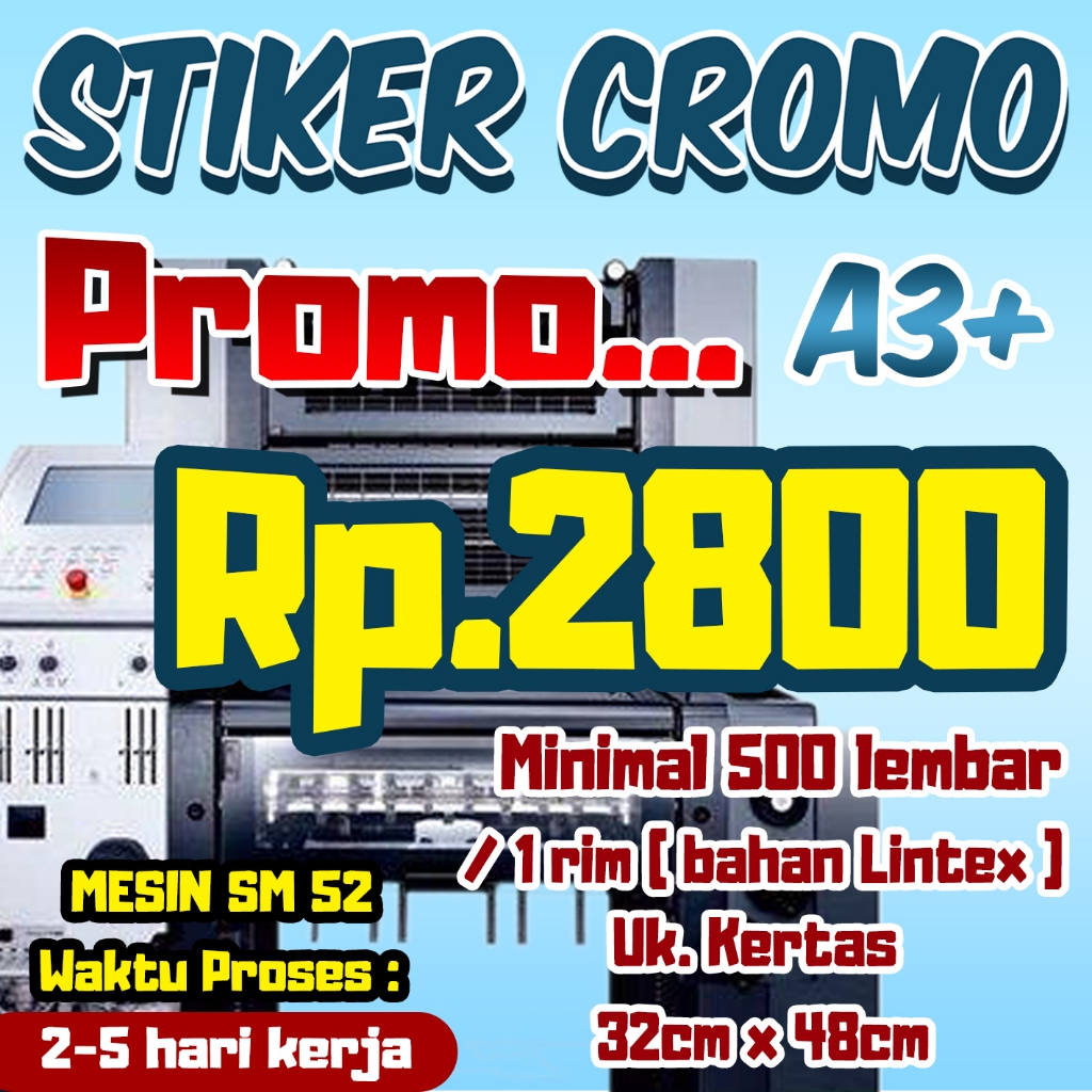 

STIKER KROMO BAHAN LINTEX I MINIMAL 500 LEMBAR (1 RIM) HARGA PROMO
