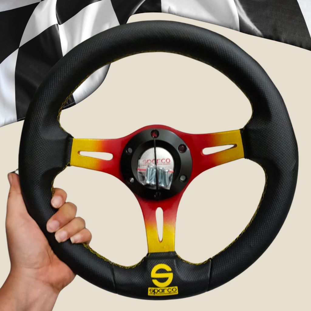 Stir mobil variasi drifting - stir universal sparcoo model racing yellow gank