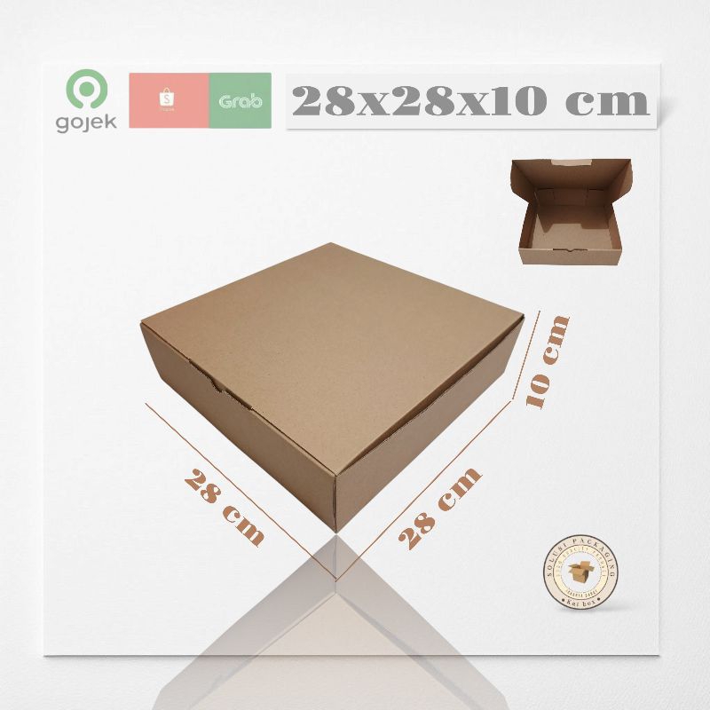 

kardus ukuran 28x28x10 cm die cut model pizza
