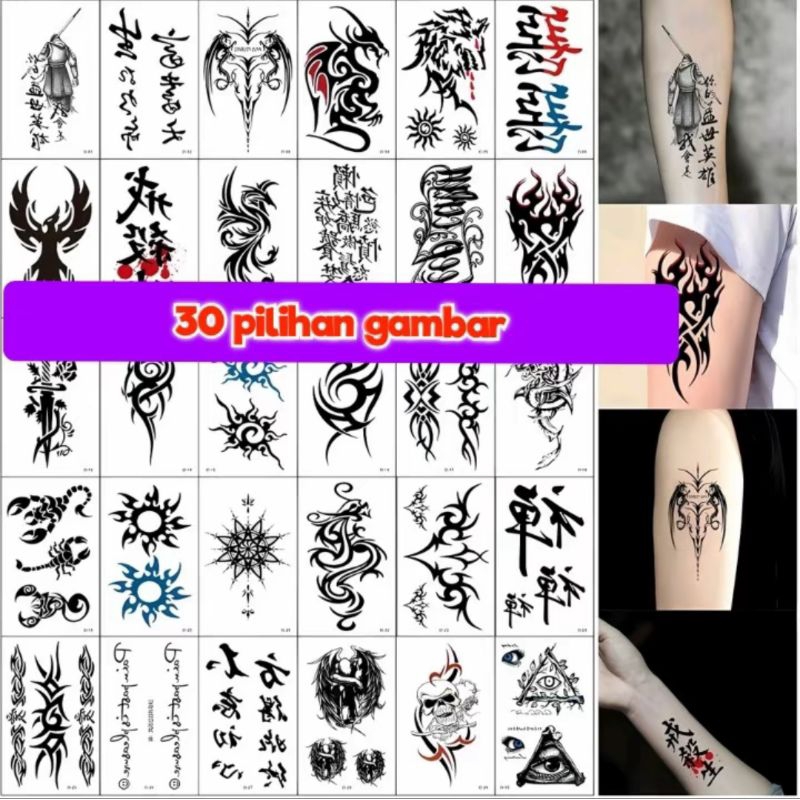 Bebas Pilih Grosir 30 Lembar Tattoo Tatto Tato Tatoo Temporer Tubuh Temporary Motif Tulisan Aestethi