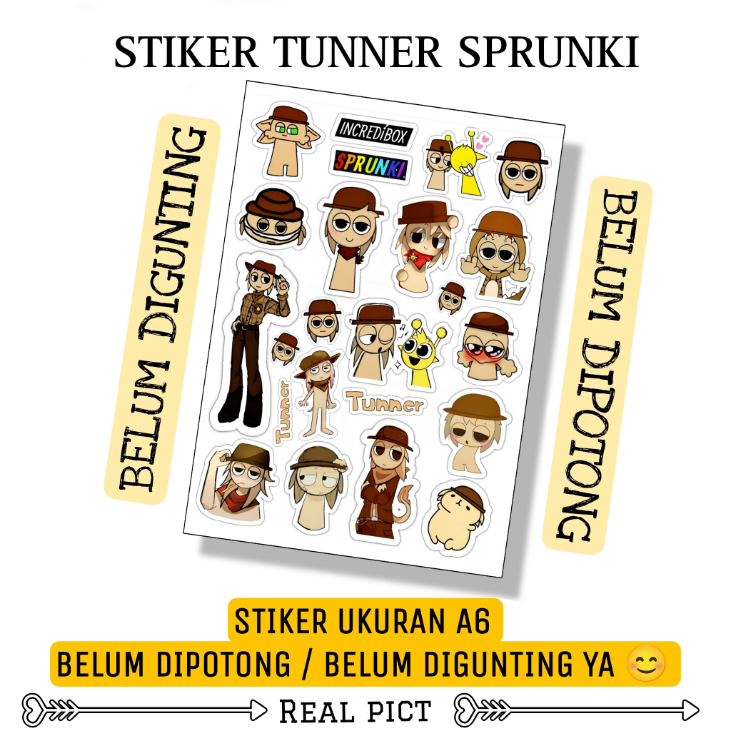 

STIKER TUNNER SPRUNKI / STIKER BELUM DIPOTONG BAHAN VINYL UKURAN A6 / STICKER / STIKER KARAKTER LUCU