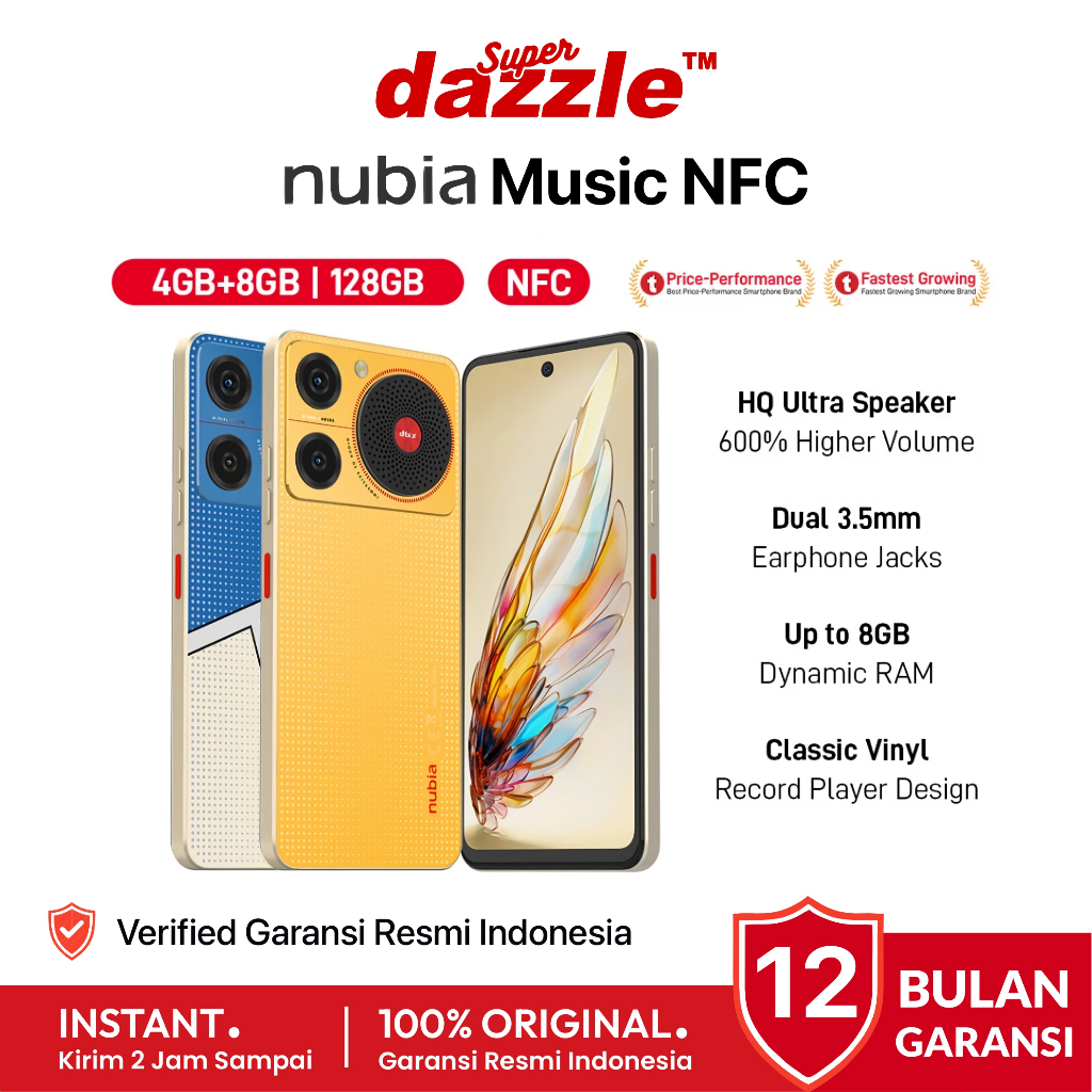 [ TERLARIS ] HP Nubia Music 4/128 GB NFC Original 100% Garansi Resmi 12 Bulan Official Store Mall In