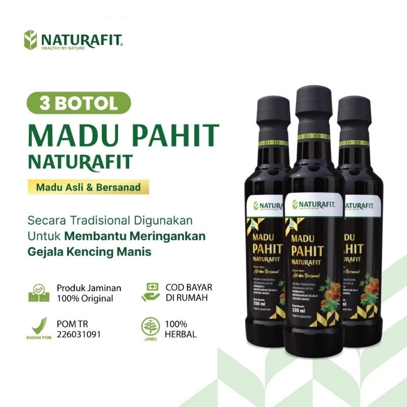 

Madu Pahit Naturafit 330ml Paket 3 Botol - Membantu Meringankan Gejala Kencing Manis