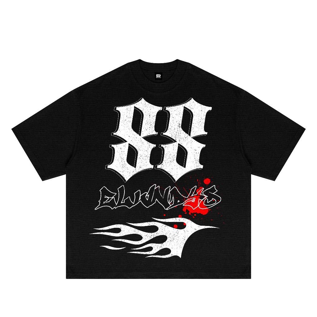 Elevendays 20s Kaos Boxy Fit Oversized Pria Wanita Tshirt Angka 88 Hitam Katun Premium Jersey