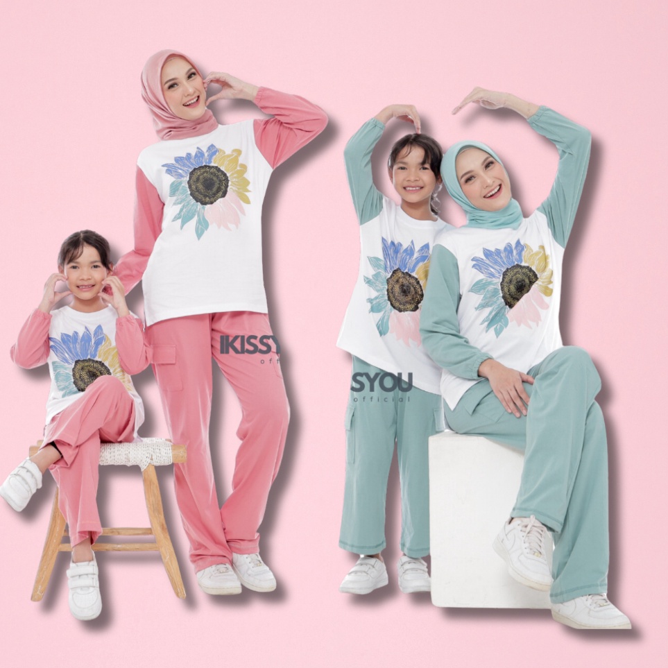 KODE P77R Baju Setelan kaos Couple Ibu dan Anak Perempuan Keren Katun Premium Tebal Setelan Wanita C