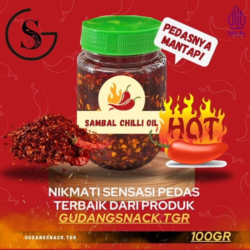 

Sambal Chilli Oil Pedas [100gr] Khas GudangSnackTgr Hott Mantulll Poll Botol Chili Saus Saos Instan Hitam