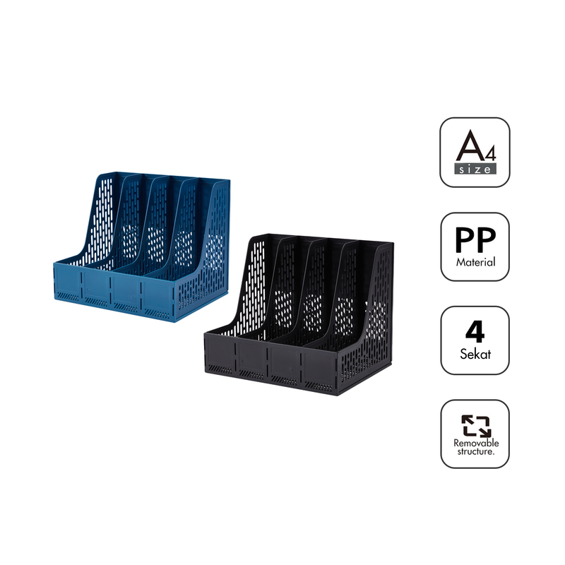 

[Stationery Home] Bantex Magazine Holder / Rak Box File / File Tray / Tempat Dokumen Bahan PP | 4 Section BJ7644