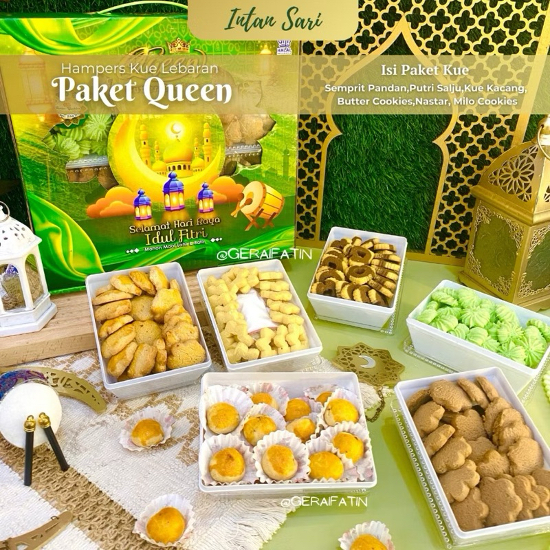 

Paket Kue Lebaran Intan Sari Queen Butter Cookies Isi 6 Toples | Hampers Lebaran set