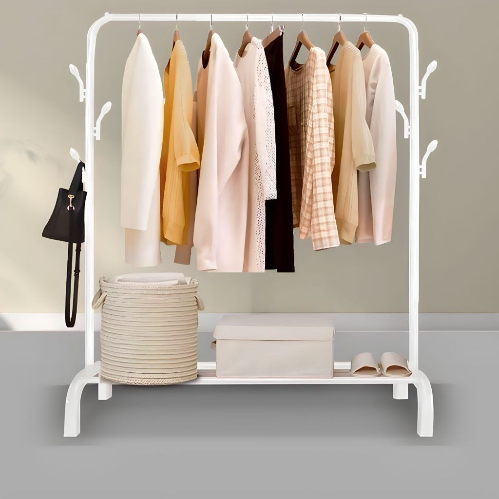 (White) Big Stand Gantungan Baju Portable Stand Hanger Portable Gantungan Baju Distro Toko