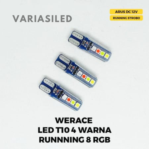 12 Volt / 24 Volt Lampu Sen Senja Rem T10 8 Mata Led RGB 2 Mode Running & Kedip Strobo Lampu Sen Sen