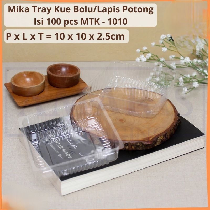 Mika tray nampan alas tatakan bolu lapis legit 10x10x2,5cm isi 100pcs per pack MTK-1010 MTK1010  tra