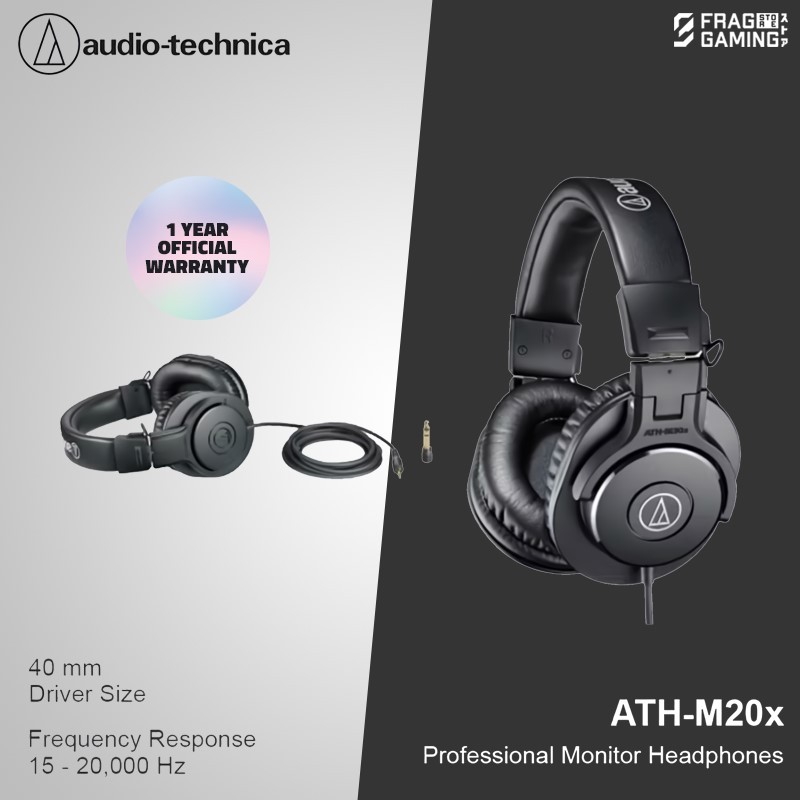 Audio Technica ATH-M20x / ATH M20X Professional Wired Monitor Headphones