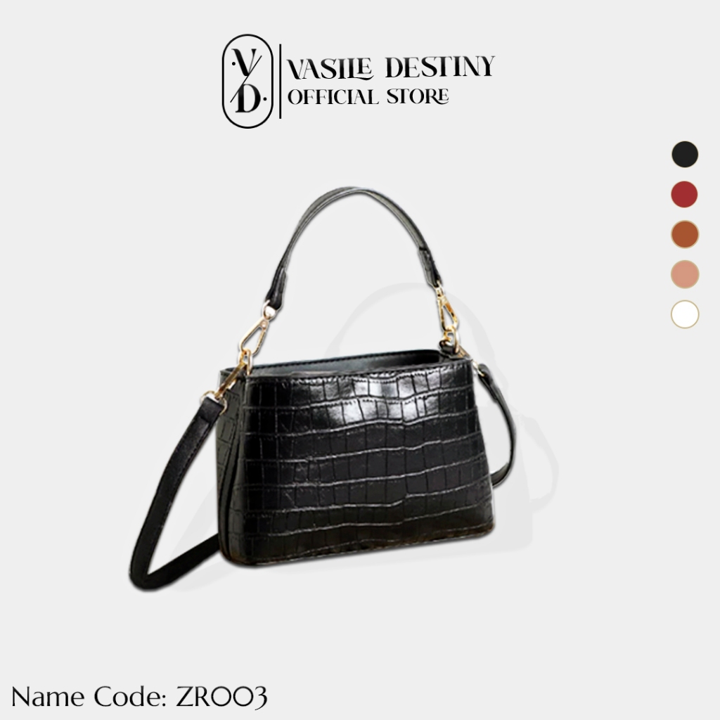 Vasile Tas Salempang Wanita Tas JinJing Croco Portable Hand Bag Korean Style Pu Leather ZR003