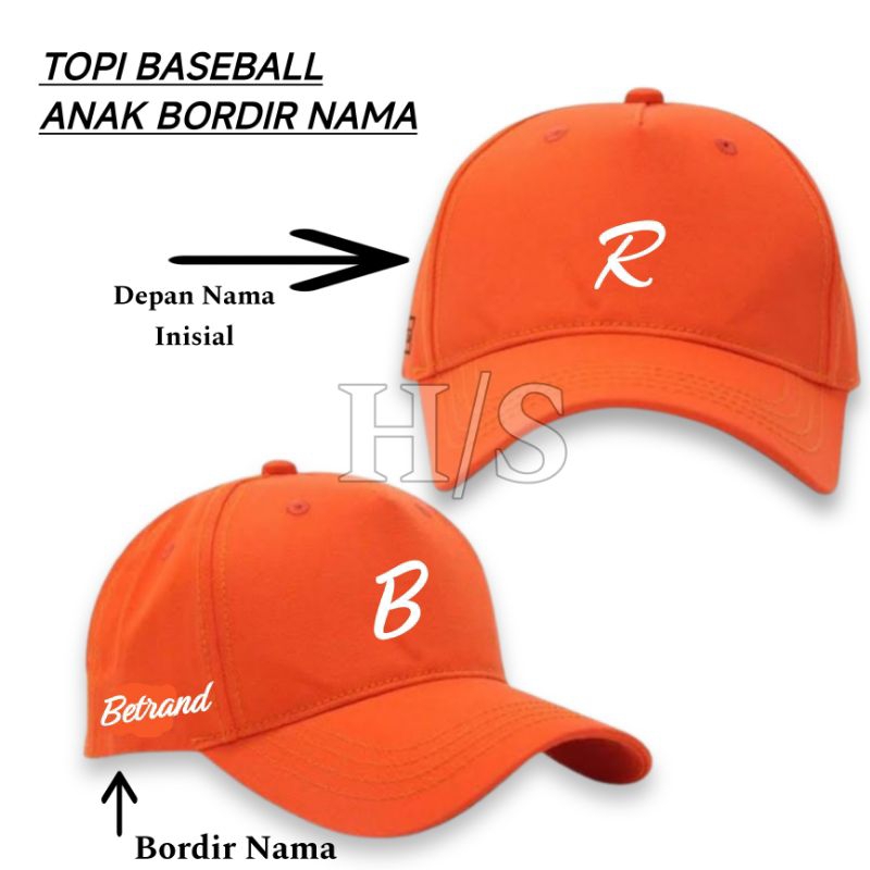Topi Baseball Anak Bordir Nama Depan Dan Samping