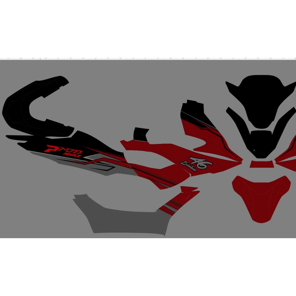 Decal Honda Pcx 160 full body custom design Motif hitam merah gelap D-Y4-021