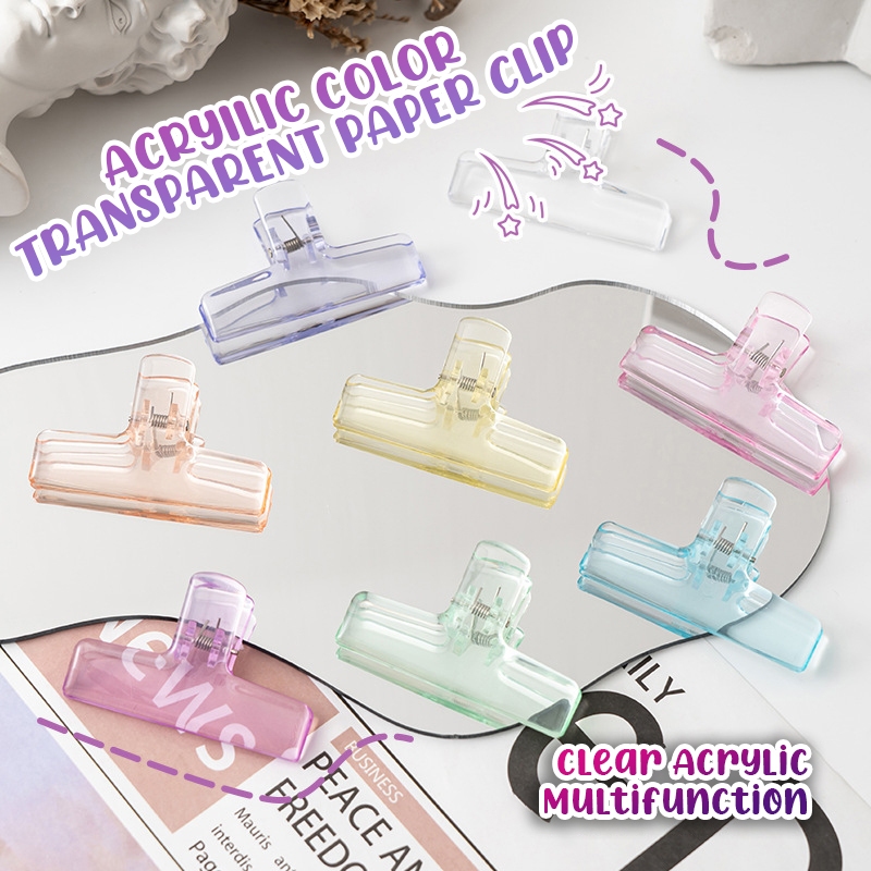 

[SATUAN] Jepit Kertas Akrilik Transparan Warna Warni, Colorful Clear Transparent Paper Clip, Klip Jepitan Serbaguna