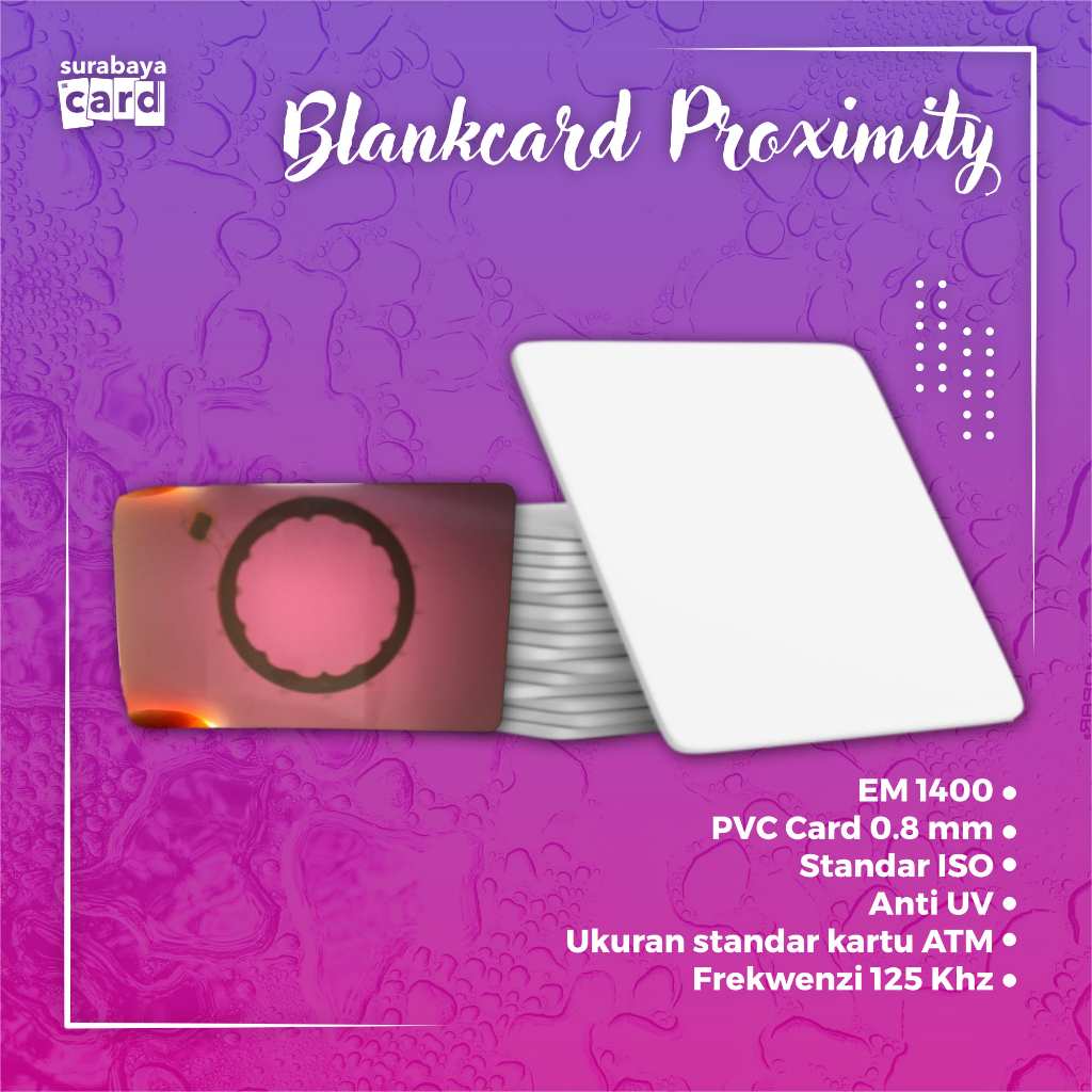 

Kartu PVC Blank Thermal Card Proximity Polos Em4100 Card 125 Khz 0.8 mm anti UV