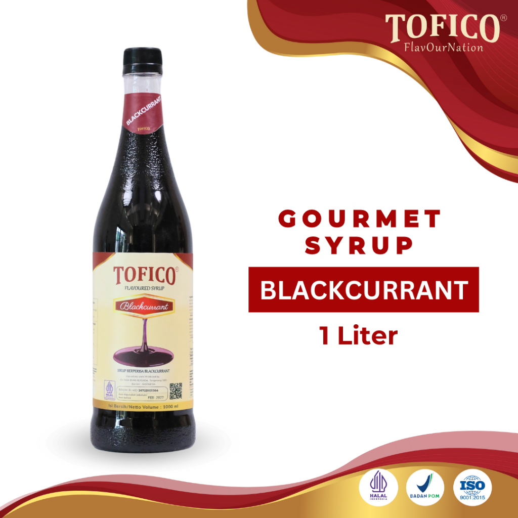 

Syrup Blackcurrant Tofico / Sirup Rasa Blackcurrant Premium 1 Liter / Tofico Syrup Official