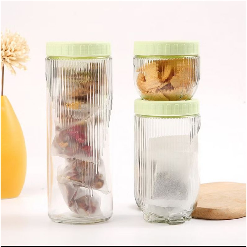 Miawmiaw_Id Toples Kue Lebaran 3In1 Toples Kaca Gladies Hazel Set 3Pcs / Toples Kaca Bening