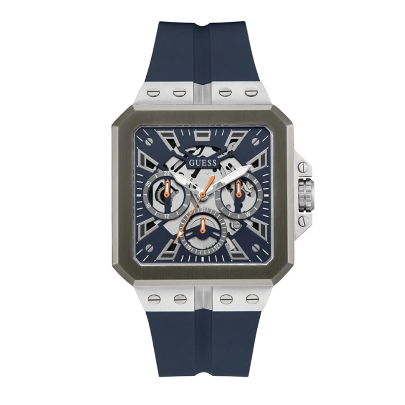 Guess GW0637G1 Leo Navy Rubber Jam Tangan Pria Original Garansi Resmi 1 Tahun